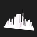 Dubai skyline bookends Burj Khalifa 3D model