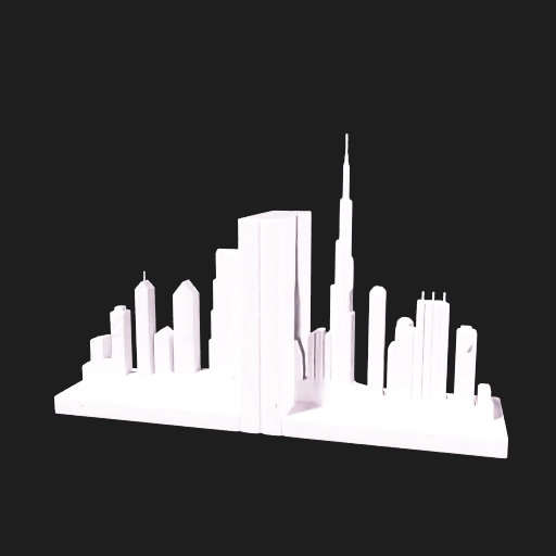Dubai skyline bookends Burj Khalifa 3D model