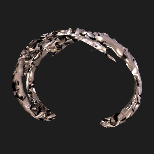 Organic open cuff bracelet sculptural bangle 3D model